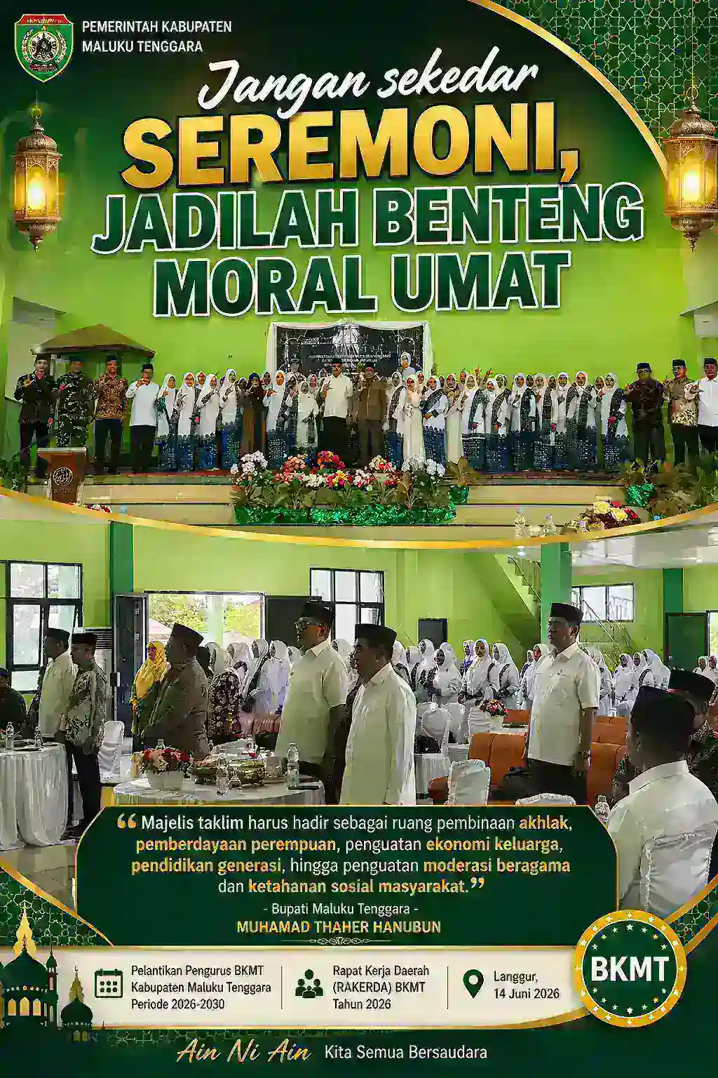 Bupati Malra: BKMT Jangan Sekedar Seremoni,Jadilah Benteng Moral Umat.